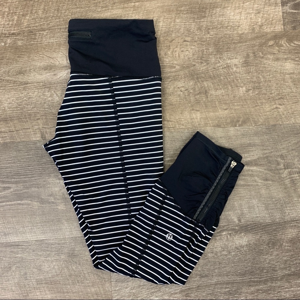 lululemon athletica Black & White Striped High-Rise Leggings